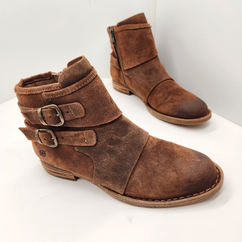 Born Brown Ankle Boots with Buckle Detail